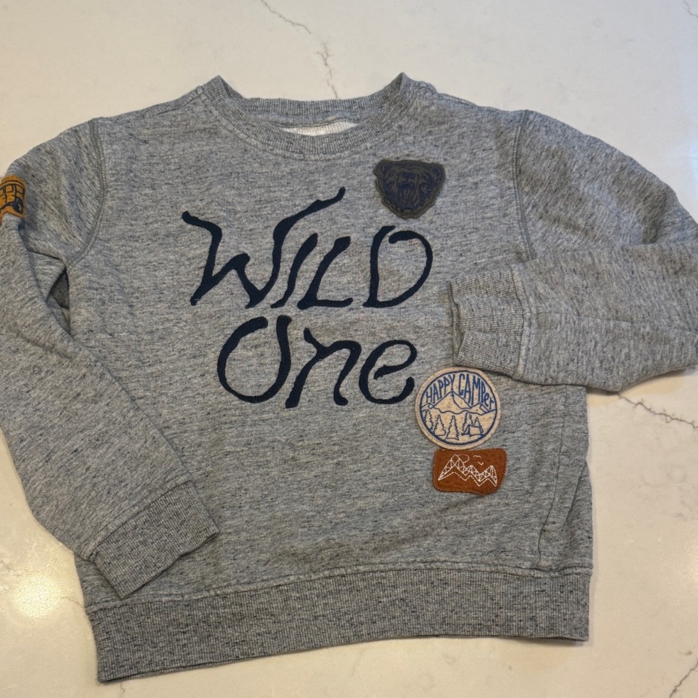 Gymboree Grey 'Wild One' Sweatshirt with Patch Accents